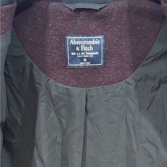 Y2K Abercrombie & Fitch Varsity Jacket Men’s Size Medium Burgundy Black Wool - Picture 5 of 5